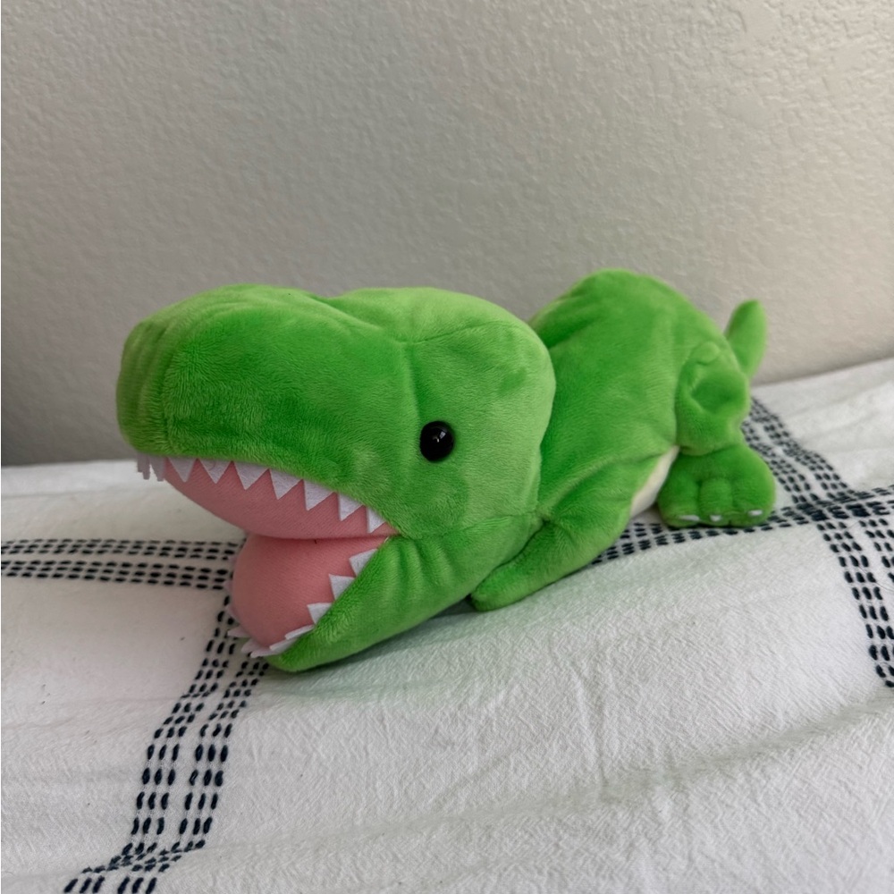 Green Dinosaur Plush Toy With Storage Zipper